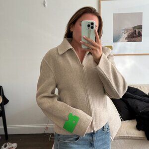 Cream Wool Zip-Up Unisex Winter Jacket – Off-White by Virgil Abloh